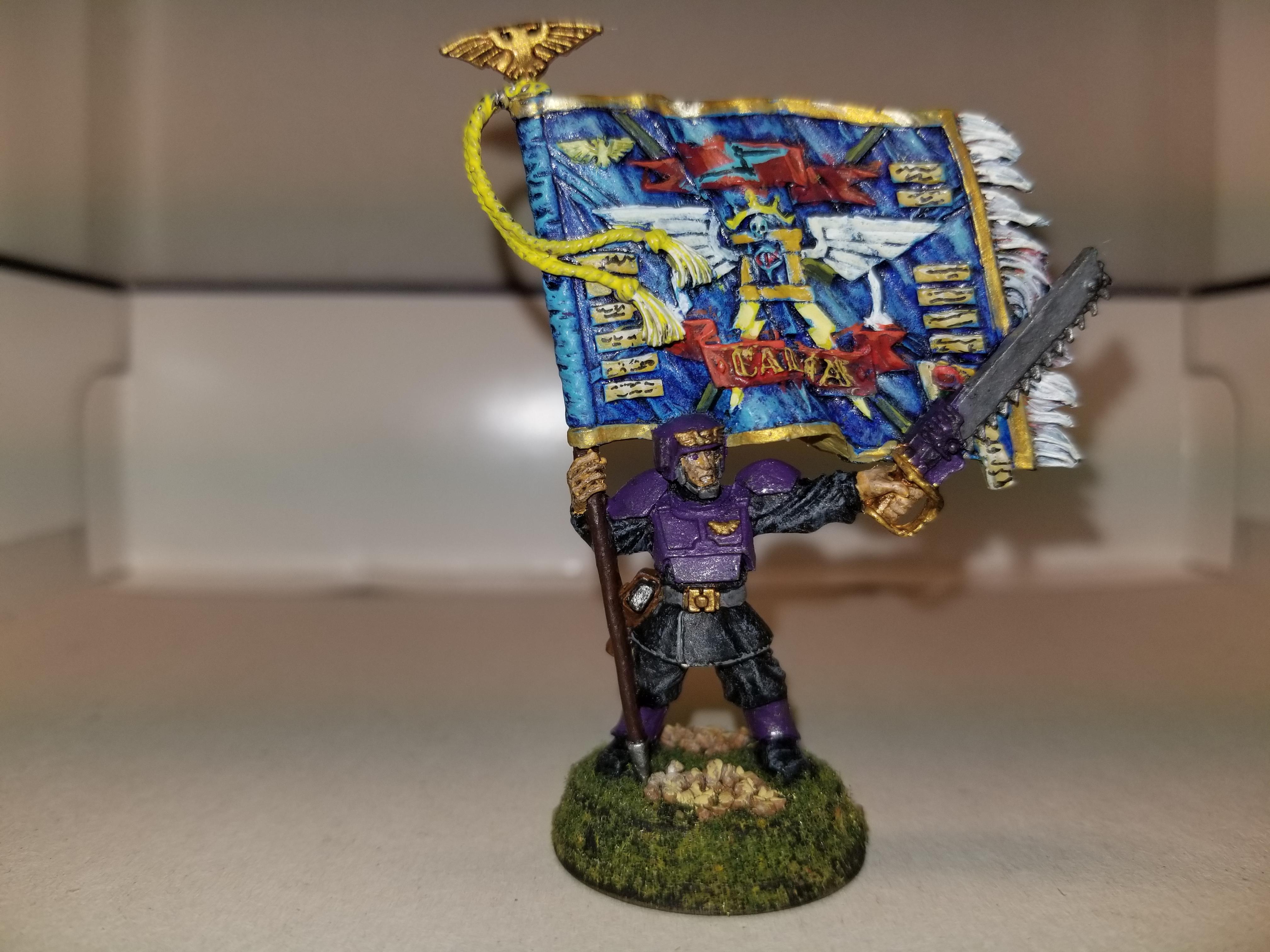 WH40k, LE 2003 Imperial Guard Standard Bearer, metal, front WH40k, LE